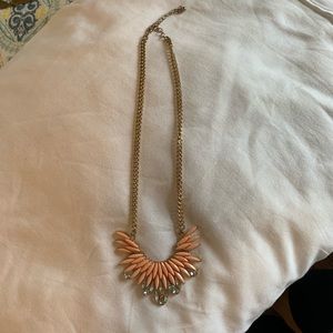 Art Deco pink and crystal gold chain necklace